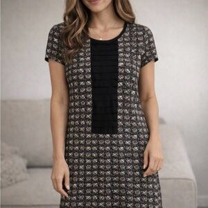 Banana Republic Black and Brown Geometric Midi Dress